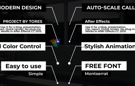 AE模板 描述介绍 视频文字标注说明 指示线动画 Call-Outs Auto-Scale