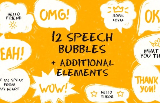 AE模板 人物对白 卡通图形消息对话气泡动画 Speech Bubbles