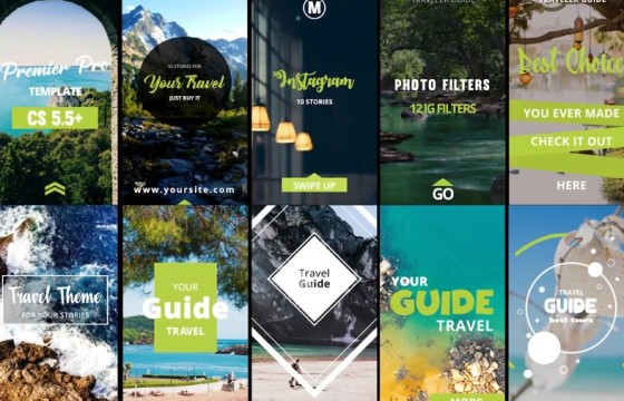 Pr模板 手机竖屏广告宣传动画模板 Instagram Stories Travels