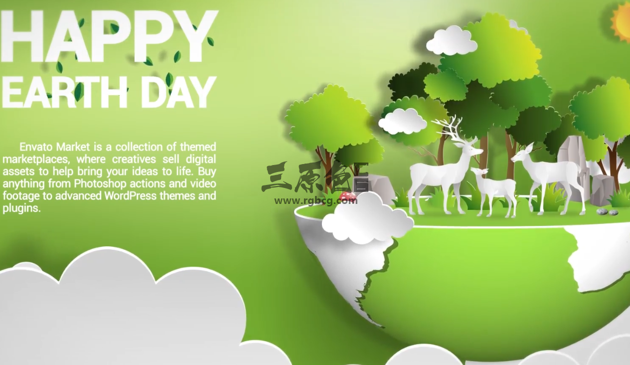 Pr基本图形模板 国际环境日创意剪纸宣传 Environment Day Mogrt Pr 模板-第1张